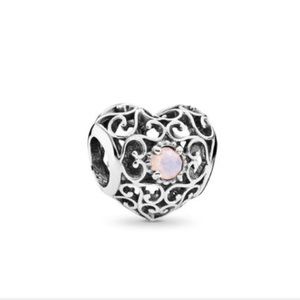 october faux opal signature heart pandora charm